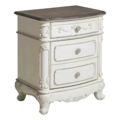 Cinderella Panel Bedroom Set (Antique White) -Beds and Accessories Sales 1386NW 4 nightstand 1