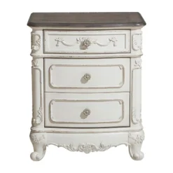 Cinderella Panel Bedroom Set (Antique White) -Beds and Accessories Sales 1386NW 4 nightstand 2
