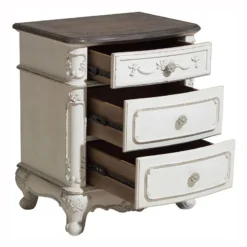 Cinderella Panel Bedroom Set (Antique White) -Beds and Accessories Sales 1386NW 4 nightstand 3