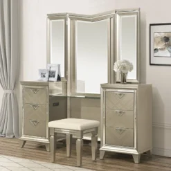 Bijou Storage Bedroom Set -Beds and Accessories Sales 1522 15WF vanity 1
