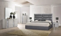 Palermo Grey Bedroom Set W/ Da Vinci Charcoal Bed -Beds and Accessories Sales 18730 17714 br set 1