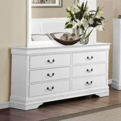Mayville Sleigh Bedroom Set (White) -Beds and Accessories Sales 2147W 5 dresser 1