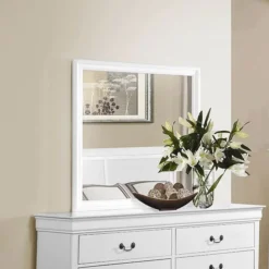 Mayville Sleigh Bedroom Set (White) -Beds and Accessories Sales 2147W 6 mirror 1