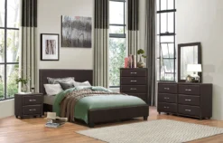 Lorenzi Upholstered Platform Bedroom Set (Dark Brown) -Beds and Accessories Sales 2220DBR 1 br set 1