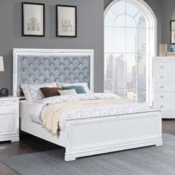 Eleanor Panel Bedroom Set (White) -Beds and Accessories Sales 223561Q bed 1