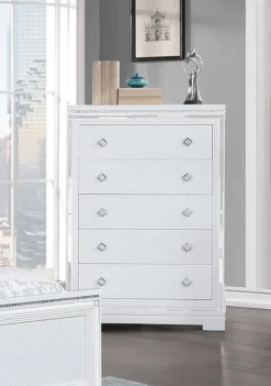 Eleanor Panel Bedroom Set (White) -Beds and Accessories Sales 223565 chest 1