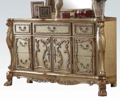 Dresden Panel Bedroom Set (Gold Patina) -Beds and Accessories Sales 23164 dresser 1