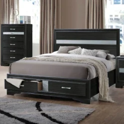 Naima Storage Bedroom Set (Black) -Beds and Accessories Sales 25900Q bed black 1