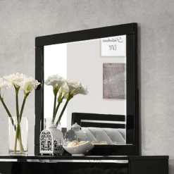 Chelsie Panel Bedroom Set (Black) -Beds and Accessories Sales 27414 mirror 1