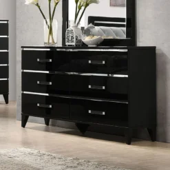 Chelsie Panel Bedroom Set (Black) -Beds and Accessories Sales 27415 dresser 1