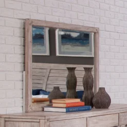 Aurora Sleigh Bedroom Set (Whitewash) -Beds and Accessories Sales 2810 040 mirror white 1