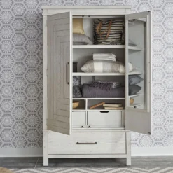 Modern Farmhouse Armoire (Flea Market White) -Beds and Accessories Sales 406W BR ARM armoire 4
