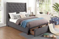 Fairborn Dark Gray Upholstered Storage Bed