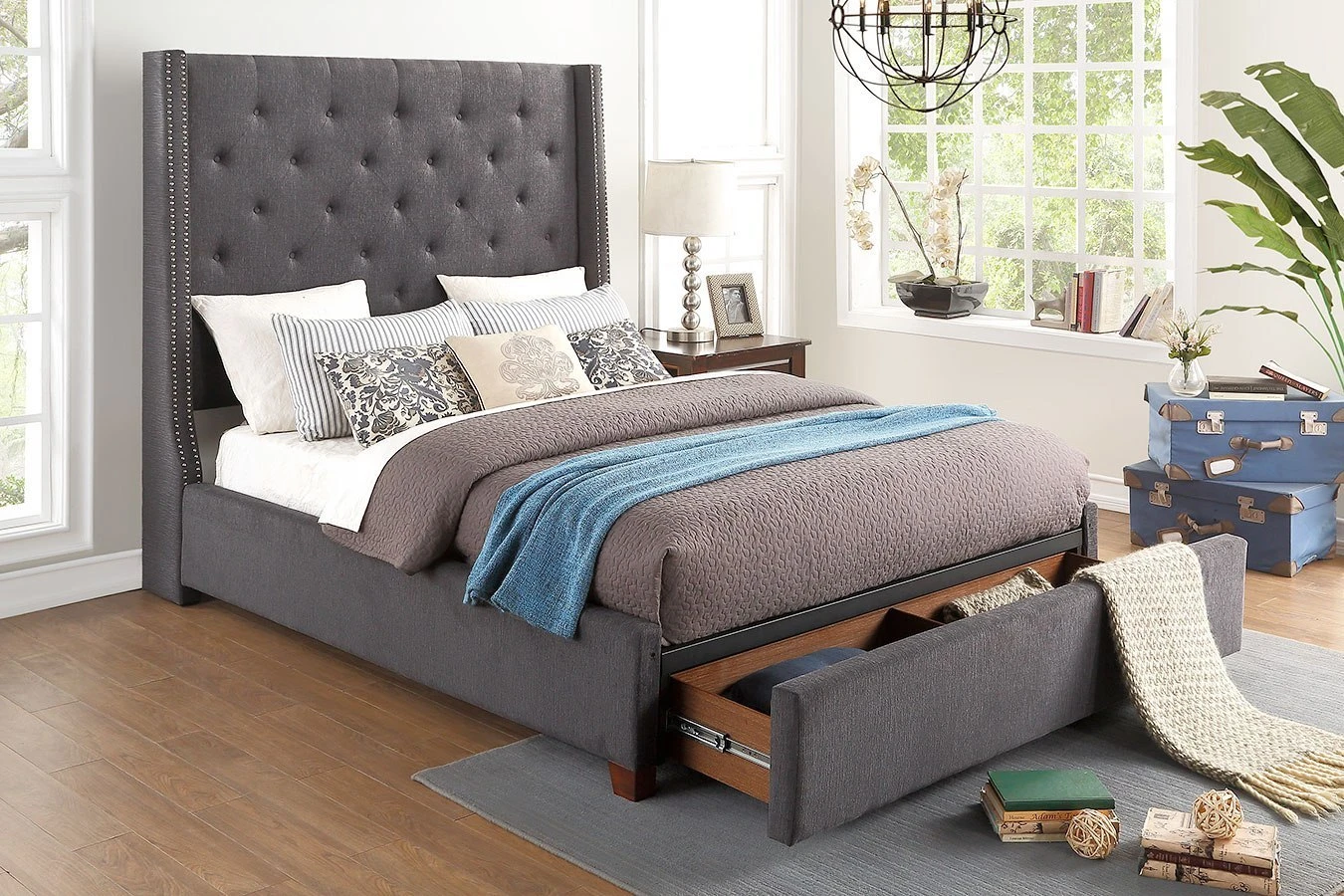 Fairborn Dark Gray Upholstered Storage Bed 1 Fairborn Dark Gray Upholstered Storage Bed