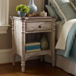 Weatherford Shelter Panel Bed (Cornsilk) -Beds and Accessories Sales 75 143 open nightstand 1