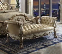 Dresden Panel Bedroom Set (Gold Patina) -Beds and Accessories Sales 96488 bench bone 1