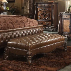 Versailles Upholstered Bedroom Set (Cherry Oak) -Beds and Accessories Sales 96539 bench oak 1