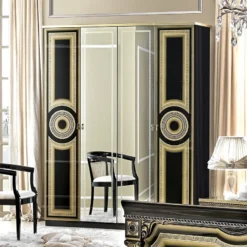 Aida 4 Door Wardrobe (Black And Gold)