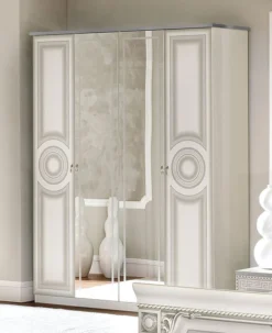 Aida 4 Door Wardrobe (White And Silver)