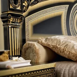 Aida Panel Bed (Black And Gold) -Beds and Accessories Sales AIDABEDQSBLACKGOLD bed gold 2