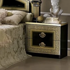 Aida Panel Bed (Black And Gold) -Beds and Accessories Sales AIDANSBLACKGOLD nightstand gold 1