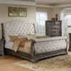Sheffield Upholstered Sleigh Bed (Antique Grey)