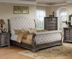 Sheffield Upholstered Sleigh Bed (Antique Grey)