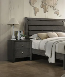 Evan Low Profile Bedroom Set (Grey) -Beds and Accessories Sales B4720 2 nightstand 1