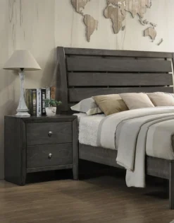 Evan Low Profile Bedroom Set (Grey) -Beds and Accessories Sales B4720 2 nightstand 2