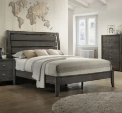 Evan Low Profile Bedroom Set (Grey) -Beds and Accessories Sales B4720 Q bed 1