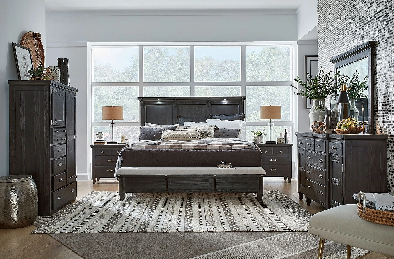 Sierra Lighted Panel Bedroom Set W/ Bench Footboard Bed 3 Sierra Lighted Panel Bedroom Set W/ Bench Footboard Bed - Image 3