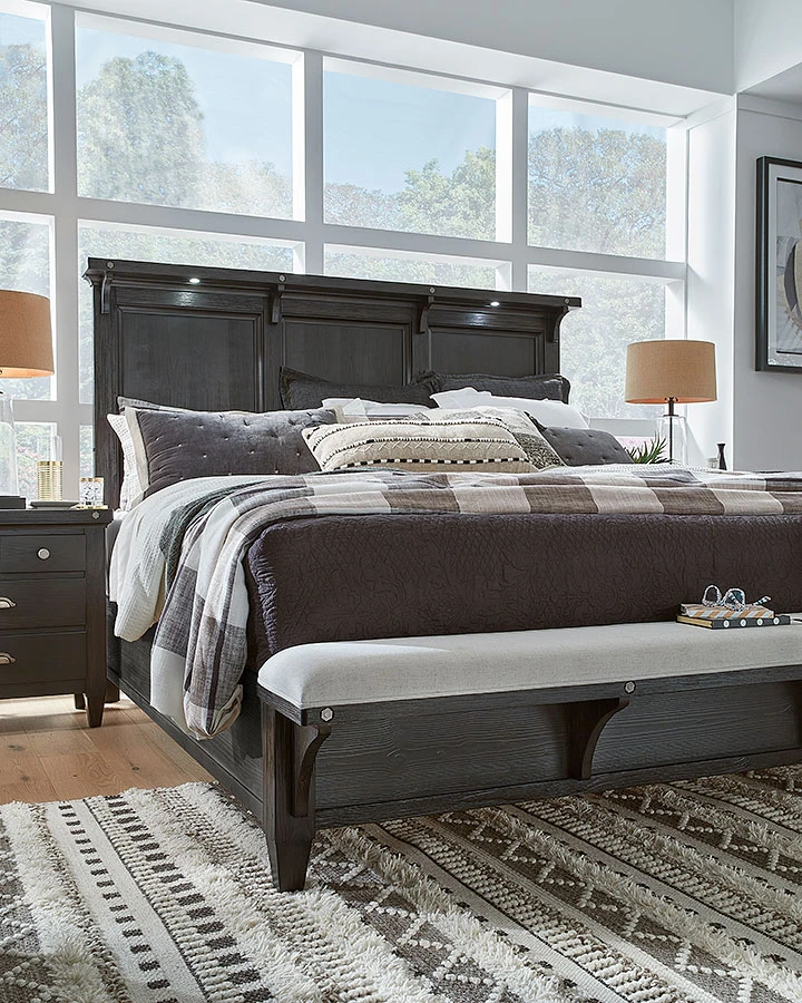 Sierra Lighted Panel Bedroom Set W/ Bench Footboard Bed 10 Sierra Lighted Panel Bedroom Set W/ Bench Footboard Bed - Image 10