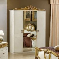 Barocco 4 Door Wardrobe (Ivory And Gold)