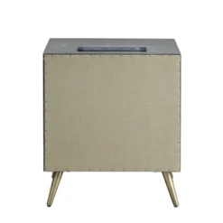 Doris Upholstered Panel Bedroom Set (Gray) -Beds and Accessories Sales BD00556 nightstand 5