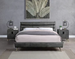 Doris Upholstered Panel Bedroom Set (Gray) -Beds and Accessories Sales BD00563Q br set 1