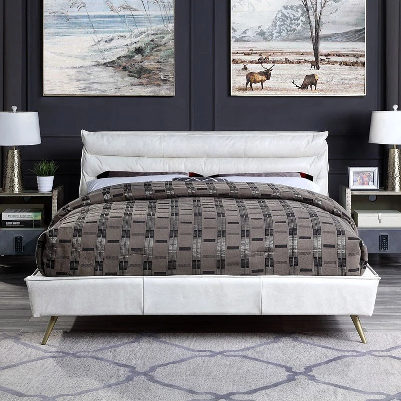 Doris Upholstered Panel Bed (White) 1 Doris Upholstered Panel Bed (White)