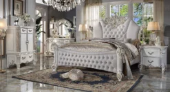 Vendome Fabric Upholstered Bedroom Set (Antique Pearl) -Beds and Accessories Sales BD01336Q br set 1