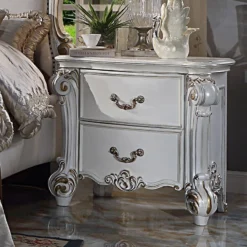 Vendome Fabric Upholstered Bedroom Set (Antique Pearl) -Beds and Accessories Sales BD01340 nightstand 2