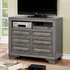 Brandt Storage Bedroom Set (Gray) -Beds and Accessories Sales CM7302GY TV media chest 1