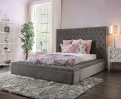 Davida Upholstered Bed (Gray)