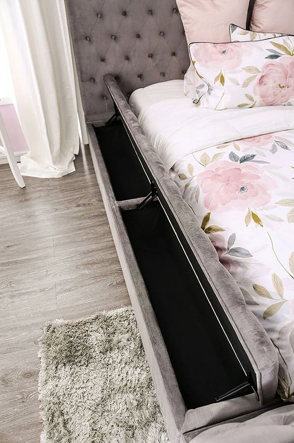Davida Upholstered Bed (Gray) 2 Davida Upholstered Bed (Gray) - Image 2