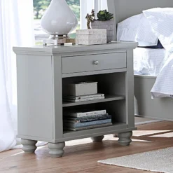 Cambridge Flat Panel Bedroom Set (Light Gray Paint) 17 Cambridge Flat Panel Bedroom Set (Light Gray Paint) -Beds and Accessories Sales ICB 451 GRY one drawer nightstand gray 2