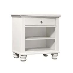 Cambridge Flat Panel Storage Bed (White) -Beds and Accessories Sales ICB 451 WHT one drawer nightstand white 1