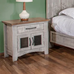 Pueblo Gray Panel Bedroom Set -Beds and Accessories Sales IFD3401NTS nightstand 2