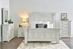 Olivia Panel Bedroom Set (White) -Beds and Accessories Sales MBLV700QB br set white 1