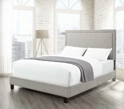Erica Queen Upholstered Bed (Grey)