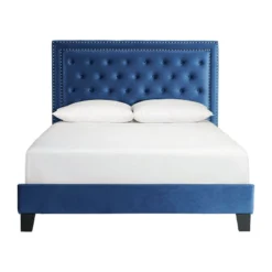 Tiffany Queen Upholstered Bed (Navy) -Beds and Accessories Sales UTF286QBV bed 3