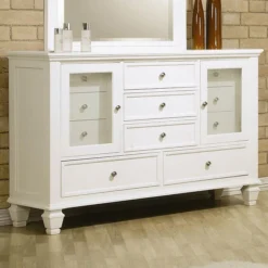Sandy Beach Storage Bedroom Set (White) -Beds and Accessories Sales coa 201303 C dresser 1 1