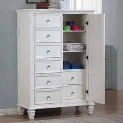 Sandy Beach Storage Bedroom Set (White) -Beds and Accessories Sales coa 201308 CO chest 1