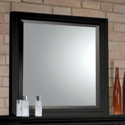 Sandy Beach Panel Bedroom Set (Black) -Beds and Accessories Sales coa 201324 C mirror 1